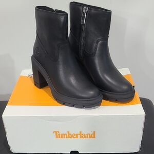 Timberland Allington Full Grain Leather Women's Black Heeled Boots NWB